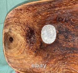 Antique Early American Folk Art Burl Wood Bowl Native Butter 12 W Paddle Rare