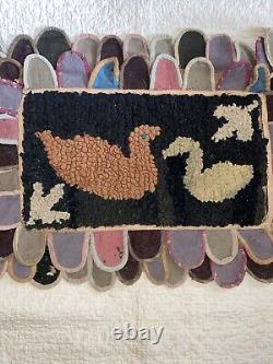 Antique Early Native American Hooked Penny Rug