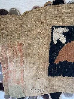 Antique Early Native American Hooked Penny Rug