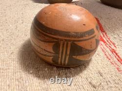 Antique Early Native American Hopi Tewa Pueblo Polychrome Pottery Bowl Heavy Pot