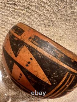 Antique Early Native American Hopi Tewa Pueblo Polychrome Pottery Bowl Heavy Pot