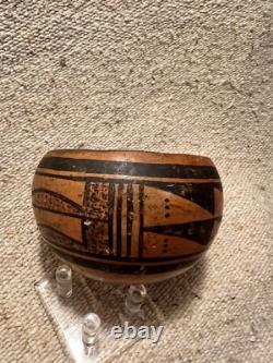 Antique Early Native American Hopi Tewa Pueblo Polychrome Pottery Bowl Heavy Pot