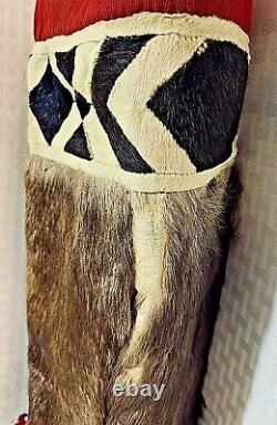 Antique Early Native American Indian Eskimo Boots Handmade Leather Fur Mukluks