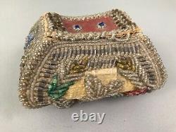 Antique Early Native American Indian Great Lakes Beaded Box and Purse