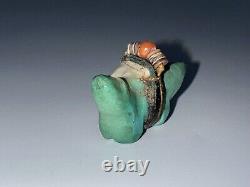 Antique Early Native Zuni Carved Turquoise Wolf Fetish By Teddy Weahkee (d.)