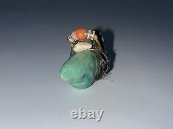 Antique Early Native Zuni Carved Turquoise Wolf Fetish By Teddy Weahkee (d.)