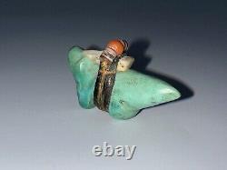 Antique Early Native Zuni Carved Turquoise Wolf Fetish By Teddy Weahkee (d.)