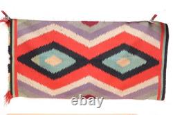 Antique Early Navajo Germantown Weaving Rug Eye Dazzler Textile 43x21 Vintage