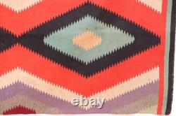 Antique Early Navajo Germantown Weaving Rug Eye Dazzler Textile 43x21 Vintage