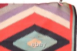 Antique Early Navajo Germantown Weaving Rug Eye Dazzler Textile 43x21 Vintage