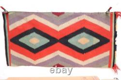 Antique Early Navajo Germantown Weaving Rug Eye Dazzler Textile 43x21 Vintage