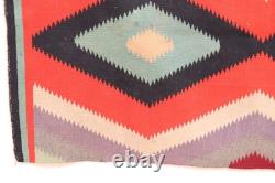 Antique Early Navajo Germantown Weaving Rug Eye Dazzler Textile 43x21 Vintage