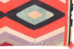 Antique Early Navajo Germantown Weaving Rug Eye Dazzler Textile 43x21 Vintage