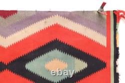 Antique Early Navajo Germantown Weaving Rug Eye Dazzler Textile 43x21 Vintage