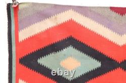 Antique Early Navajo Germantown Weaving Rug Eye Dazzler Textile 43x21 Vintage