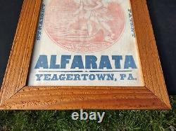 Antique Early Yeager Milling Co Alfarata Framed Flour Sack Native American RARE