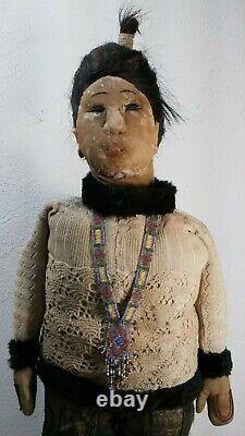 Antique Life Size Eskimo Inuit doll early 20th century