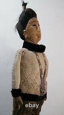 Antique Life Size Eskimo Inuit doll early 20th century