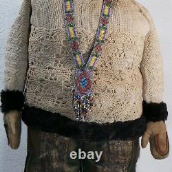 Antique Life Size Eskimo Inuit doll early 20th century