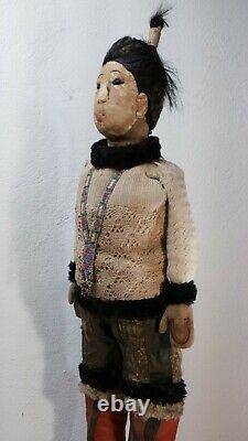 Antique Life Size Eskimo Inuit doll early 20th century