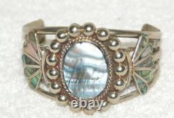 Antique Mexican Jewelry Early Old Silver Moonstone & Mop C. 1940
