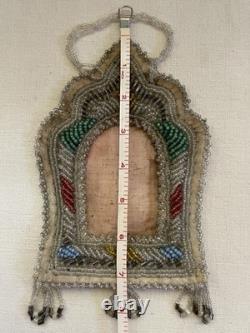 Antique Native American Beaded Picture Frame 1890's to early 1900's