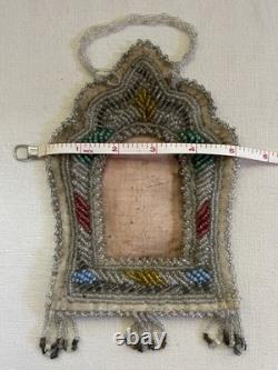 Antique Native American Beaded Picture Frame 1890's to early 1900's