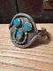 Antique Native American Coin Silver And Turquoise Bracelet Early Piece Rare