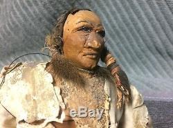 Antique Native American Doll Cree Signed & Dated by Artist Early 1900s