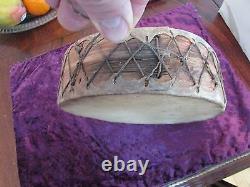 Antique Native American Drum beautiful early piece hide over bark w. Good sound