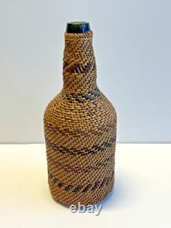 Antique Native American Indian Basket Woven Bottle Early 1900's Washoe Nevada