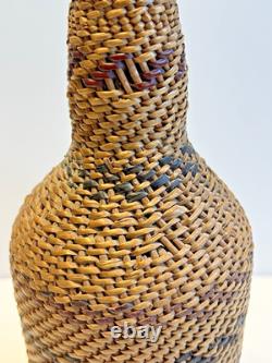 Antique Native American Indian Basket Woven Bottle Early 1900's Washoe Nevada