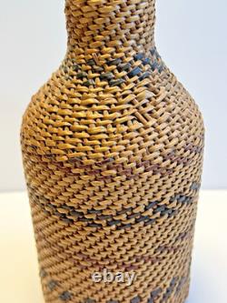 Antique Native American Indian Basket Woven Bottle Early 1900's Washoe Nevada