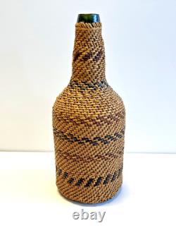 Antique Native American Indian Basket Woven Bottle Early 1900's Washoe Nevada