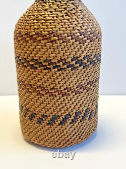 Antique Native American Indian Basket Woven Bottle Early 1900's Washoe Nevada