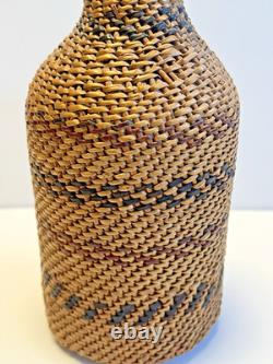 Antique Native American Indian Basket Woven Bottle Early 1900's Washoe Nevada