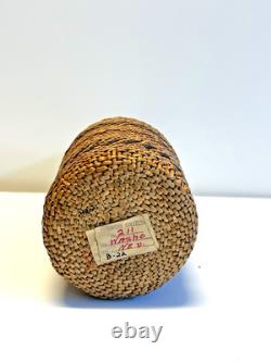 Antique Native American Indian Basket Woven Bottle Early 1900's Washoe Nevada