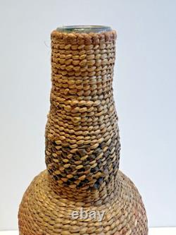 Antique Native American Indian Makah Basket Woven Bottle Early 20th Century