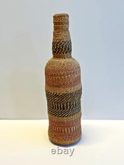 Antique Native American Indian Makah Basket Woven Bottle Early 20th Century