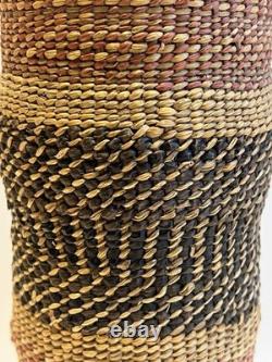 Antique Native American Indian Makah Basket Woven Bottle Early 20th Century