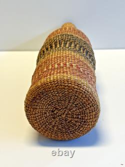 Antique Native American Indian Makah Basket Woven Bottle Early 20th Century