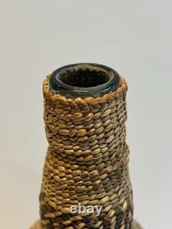 Antique Native American Indian Makah Basket Woven Bottle Early 20th Century