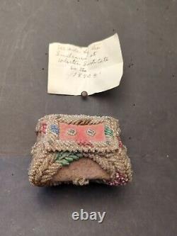 Antique Native American Iroquois Beadwork Box Pouch White's Institute Wabash IN