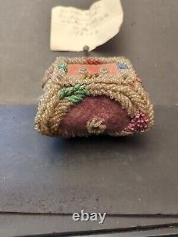 Antique Native American Iroquois Beadwork Box Pouch White's Institute Wabash IN