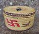 Antique Native American Makah Basket With Whirling Log And Birds Rare Early 1900
