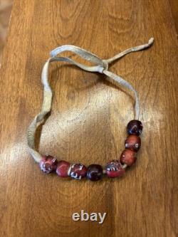 Antique Native American Pony Bead Strand White Centered Reds EARLY BEADS