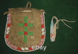 Antique Native American Sioux Indian Beaded Bag Mid-1800's Early 1900's