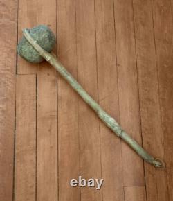Antique Native American Stone War Club Rawhide Wrapped Handle Early Plains Tribe