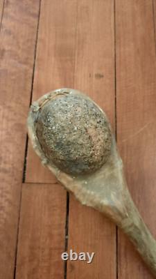 Antique Native American Stone War Club Rawhide Wrapped Handle Early Plains Tribe