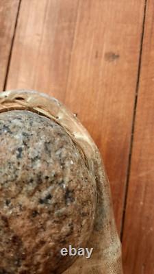 Antique Native American Stone War Club Rawhide Wrapped Handle Early Plains Tribe